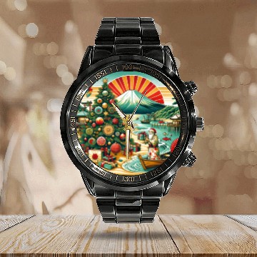 Discover Japanese Style Christmas in July Calendar Steel Band Watch