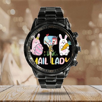 Discover Mail Lady Easter Postal Worker Mail Carrier Calendar Steel Band Watch