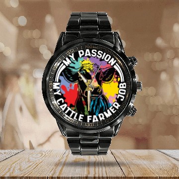 Discover Cattle Farmer My Passion My Cattle Dairy Farmer Calendar Steel Band Watch