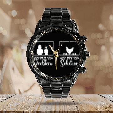 Discover Poultry Farmer My Problem My Pictogram Mom Dad Calendar Steel Band Watch