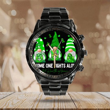 Discover Gnome Fights Mental Health Matters Green Ribbon Calendar Steel Band Watch