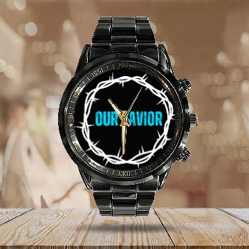 Discover Our savior - Jesus Christ Calendar Steel Band Watch