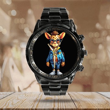 Discover Cute Giraffe Cartoon Calendar Steel Band Watch