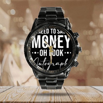 Discover Save Money Autographs Collector Fun Calendar Steel Band Watch