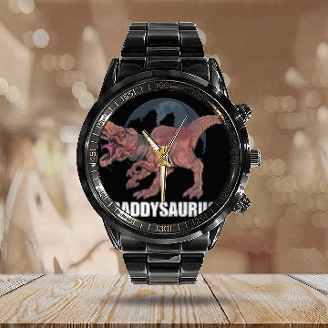 Discover Daddy Dinosaur Daddysaurus T Rex Calendar Steel Band Watch