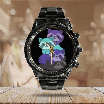 Discover Alexigender Flag Pride Lgbtq Cute Raccoon Calendar Steel Band Watch