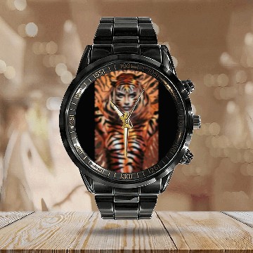 Discover Fierce Jungle Tiger Spirit Fantasy Artwork Calendar Steel Band Watch
