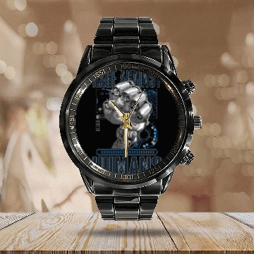 Discover Rage Against Humans Robotics Engineer Programmer Calendar Steel Band Watch