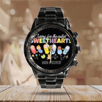 Discover Caring For Cutest Sweethearts Postpartum Nurse Calendar Steel Band Watch