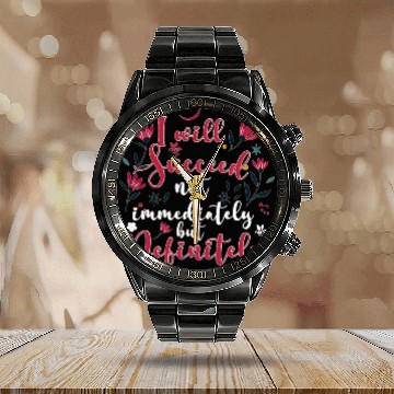 Discover Success Affirmation Floral Motivational Mindset Po Calendar Steel Band Watch