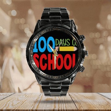 Discover 100 Days of School Calendar Steel Band Watch