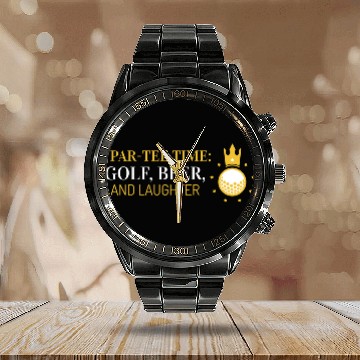 Discover Par-Calendar Steel Band Watch Time, Golf, Beer, and Laughter