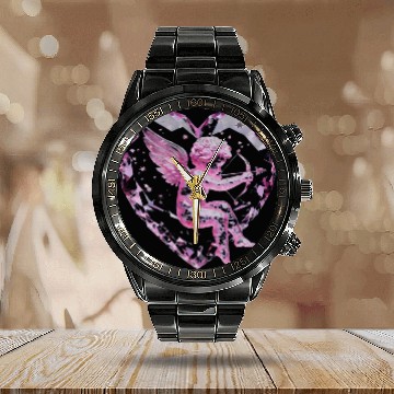 Discover Rose Quartz Cupid Calendar Steel Band Watch