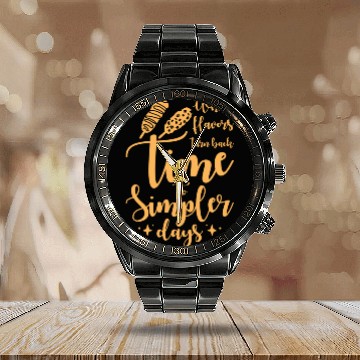 Discover Time to Simpler Days Corn Dog Nostalgia Calendar Steel Band Watch