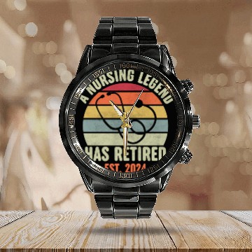Discover Retired Nurse 2024 Calendar Steel Band Watch, Funny Retired Nurse