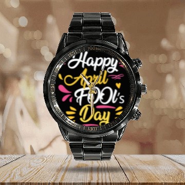Discover April Fools Day Celebration Design Calendar Steel Band Watch