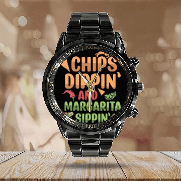 Discover Margarita Sippin' Summer Vibes Calendar Steel Band Watch