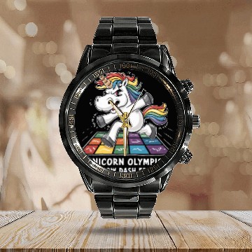 Discover "Unicorn Olympics: Rainbow Dash Edition!" Calendar Steel Band Watch