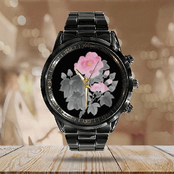 Discover Hibiscus Flowers Calendar Steel Band Watch
