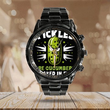 Discover Pickle Lover Funny Pickle Dill pickle Pickled Calendar Steel Band Watch