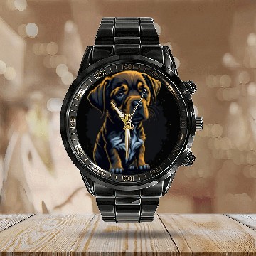Discover sad dog Calendar Steel Band Watch