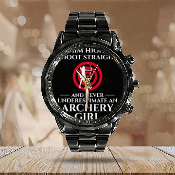 Discover Archery Targets Archer Bullseye Shooting Sport Calendar Steel Band Watch