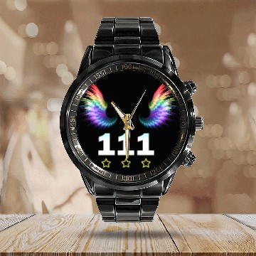 Discover 111 Angel Number pattern Calendar Steel Band Watch