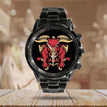 Discover Saint Fermin bulls running Calendar Steel Band Watch design