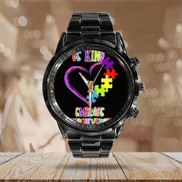 Discover Be Kind Embrace Neurodiversity Heart ADHD Autism Calendar Steel Band Watch