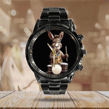Discover Donkey playing drums Calendar Steel Band Watch