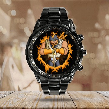 Discover The Warrior With Halftone Background Calendar Steel Band Watch