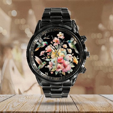 Discover Hummingbird Nature Lover Spring Wildlife Vintage Calendar Steel Band Watch