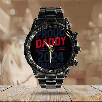 Discover "Proud Daddy of a 2024 Graduate" Senior Class Calendar Steel Band Watch