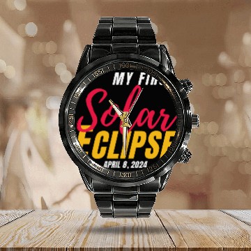 Discover My First Total Solar Eclipse April 8, 2024 Calendar Steel Band Watch