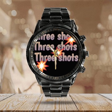 Discover Three Shots gun Calendar Steel Band Watch