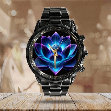 Discover Neon Lotus Calendar Steel Band Watch