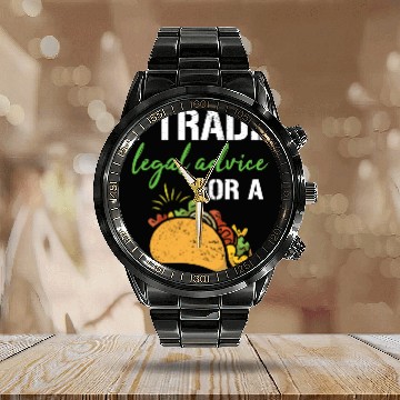 Discover Tacolover law student lawyer Calendar Steel Band Watch