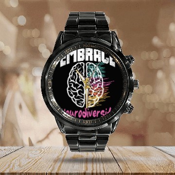 Discover embrace neurodiversity - Embrace ADHD Autism ASD Calendar Steel Band Watch