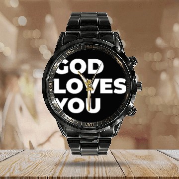 Discover god loves you Calendar Steel Band Watch