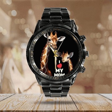 Discover I Love My Mom Giraffe Happy Mother's Day Calendar Steel Band Watch