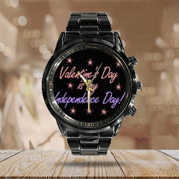 Discover Single Alone Lonely valentine's day joke Calendar Steel Band Watch