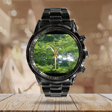 Discover Camouflage Parakeet in Tree Gifts for Animal Lover Calendar Steel Band Watch