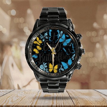 Discover enjoy the butterflies Calendar Steel Band Watch