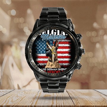 Discover USA BELGIAN MALINOIS STEARING UP American Calendar Steel Band Watch