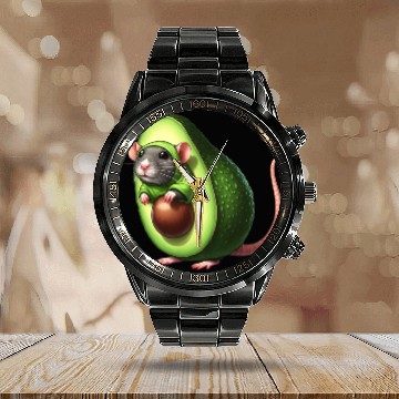 Discover Avo-Rat - Avocado Costume Calendar Steel Band Watch