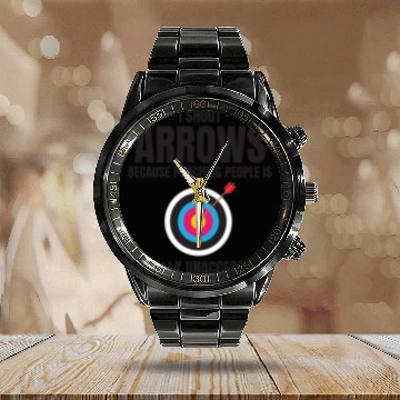 Discover Archery Targets Archer Bullseye Shooting Sport Calendar Steel Band Watch