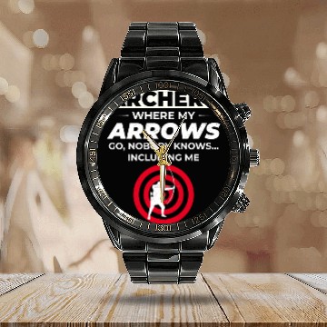 Discover Archery Targets Archer Bullseye Shooting Sport Calendar Steel Band Watch