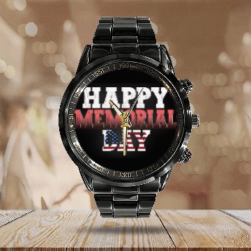 Discover Patriotic Memorial Day Flag Design Calendar Steel Band Watch