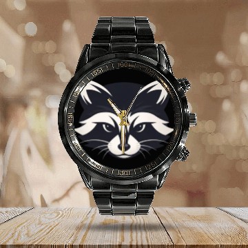 Discover Graphic Illustration of a Stylized Black and Calendar Steel Band Watch