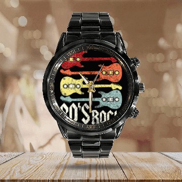 Discover 80s Rock Band Guitar Cassette Tape 1980s Calendar Steel Band Watch